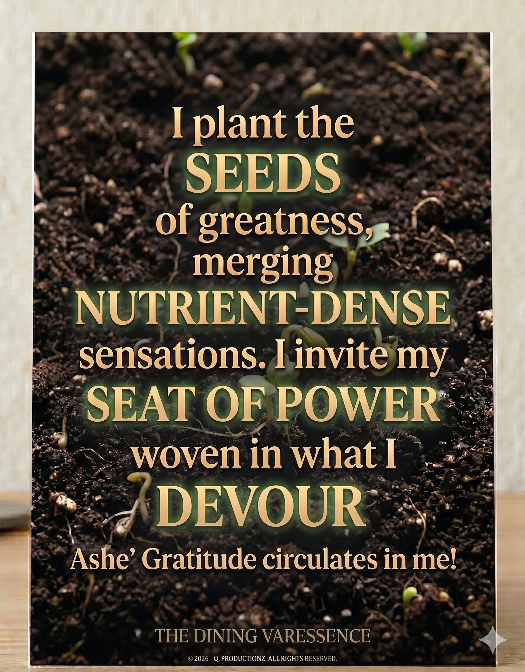 Dining Varessence — declaration spoken over food